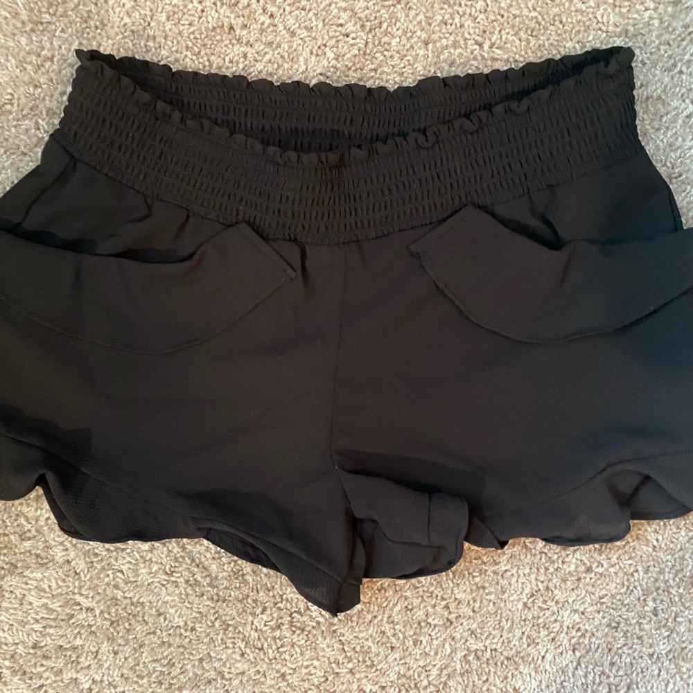 Black Ruffle Shorts
